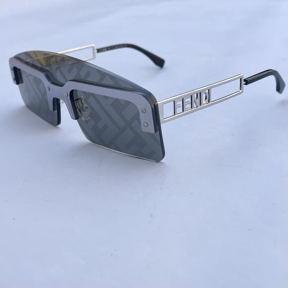 NEW Fendi Metal Acetate FF Shield Sunglasses FE40023U Shiny Smoke Mirror main image 10